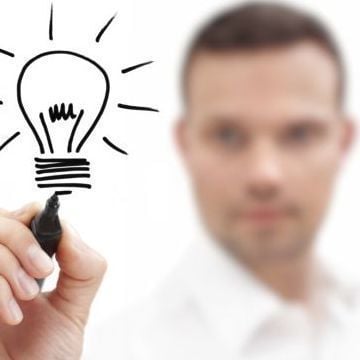 Man with lightbulb Man with lightbulb