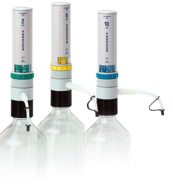 Laboratory bottle-top dispenser 0.25 - 10 mL | CalibrexTM 520 Socorex Isba