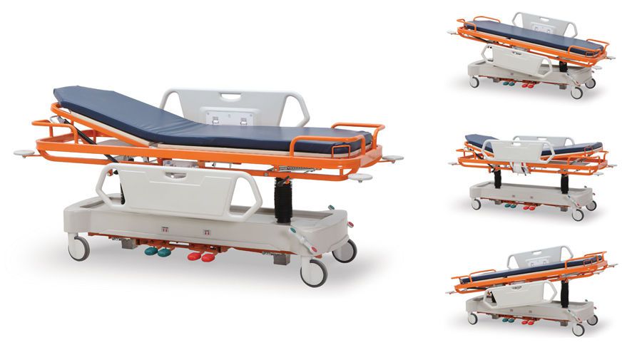Trauma stretcher trolley / emergency / mechanical / 2-section SM 500 N SAMATIP