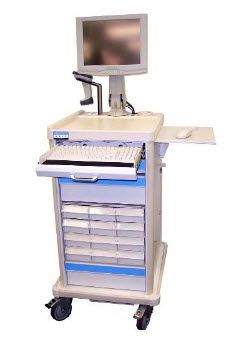 Height-adjustable computer cart / medical / with drawer 17", 19" | PRN-15 S&S Technology