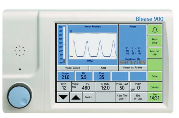 Anesthesia workstation with tube flow meter BleaseFocus Spacelabs Healthcare