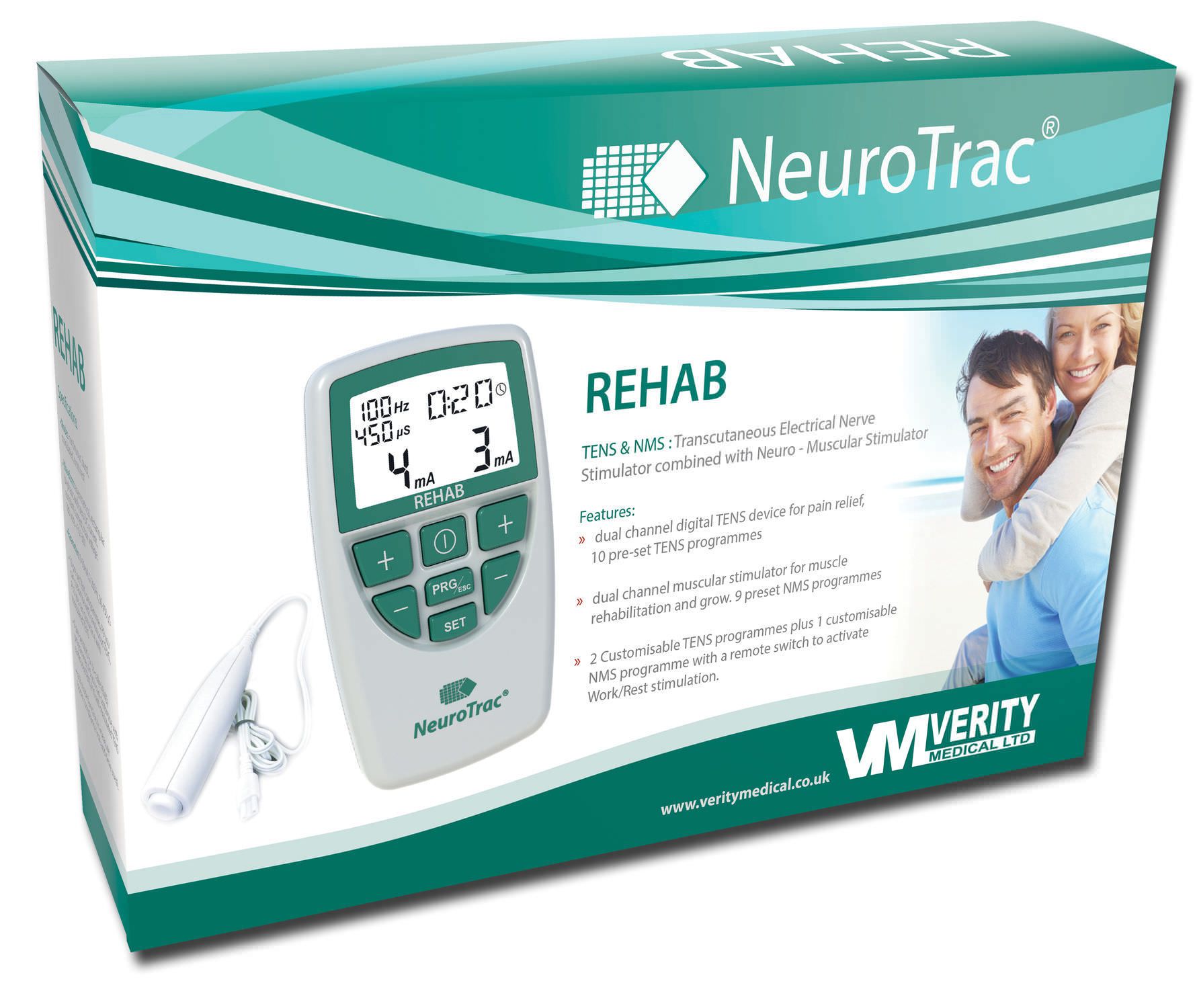 Electro-stimulator (physiotherapy) / hand-held / TENS / NMES NeuroTrac® Rehab Verity Medical