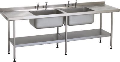 Stainless steel sink / with drainboard / 2-station W/SSE20618D/ST/SHF TEKNOMEK