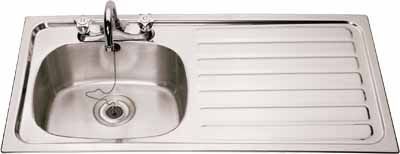 Stainless steel sink / with drainboard / 1-station W/SSB20085/L TEKNOMEK