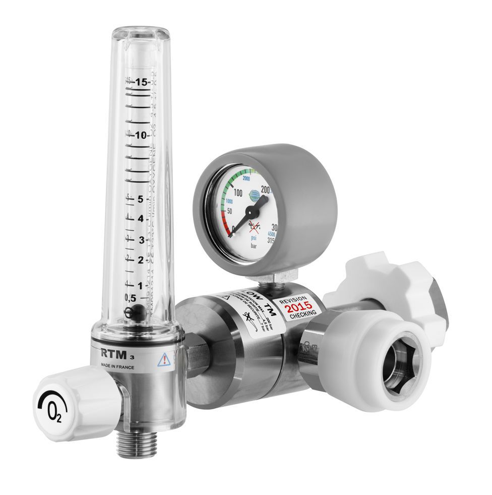 Oxygen flowmeter / variable-area / with pressure regulator 1.5 - 30 L/mn, 4.5 bar | REGFLOW TM Technologie Medicale
