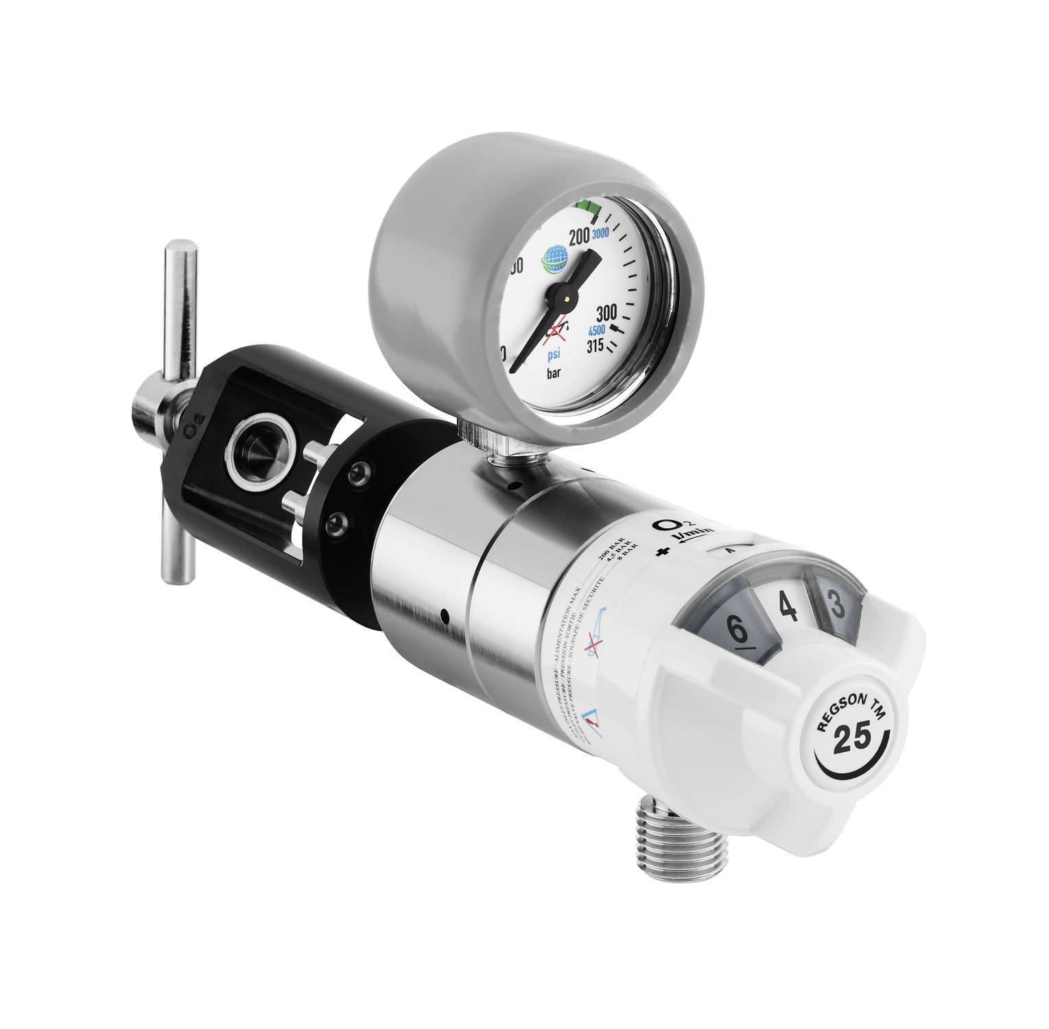 Oxygen flowmeter / with pressure regulator 1 - 50 L/mn, 4.5 bar | REGSON TM2 Technologie Medicale