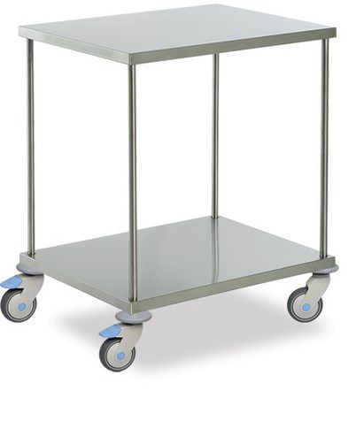 Stainless steel instrument table / auxiliary / on casters / 2-tray MAM 2120 MIXTA STAINLESS STEEL HOSPITAL EQUIPMENTS