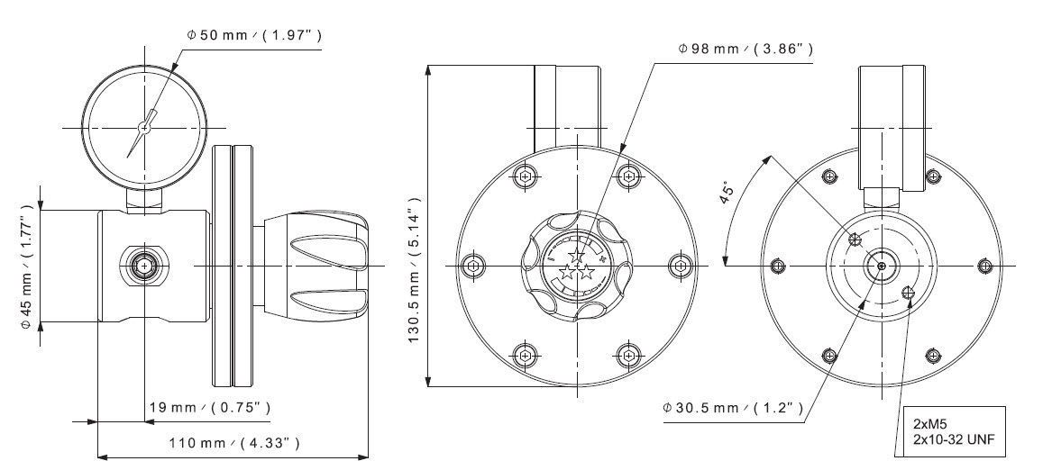 Gas pressure regulator / low-pressure / laboratory 50 bar, 0.5 Nm3/h | S 20-0.1 series CEODEUX MEDITEC
