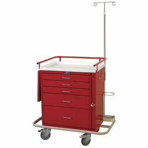 Emergency trolley / with IV pole / with CPR board / with oxygen cylinder holder 6331 Harloff