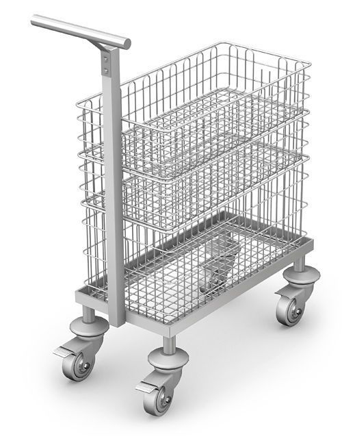 Multi-function trolley / with basket / stainless steel WKS-3 TECHMED Sp. z o.o.