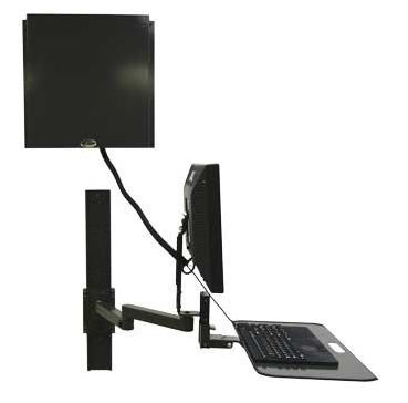 Medical monitor support arm / wall-mounted / with keyboard arm Manual-Lift Cygnus