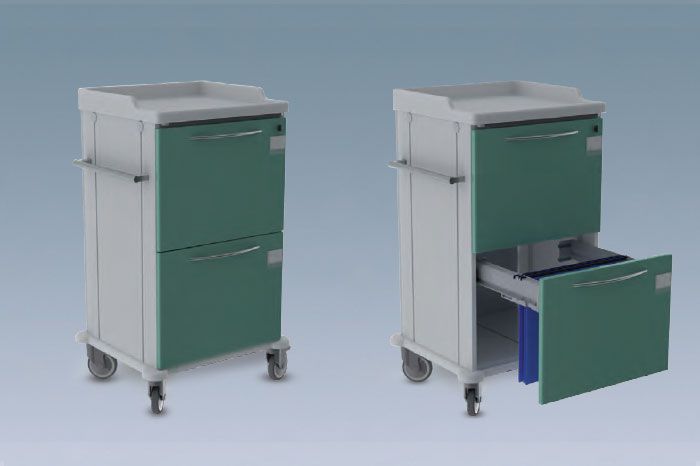 X-ray record trolley / with drawer / vertical-access TIT.9223 Titanox
