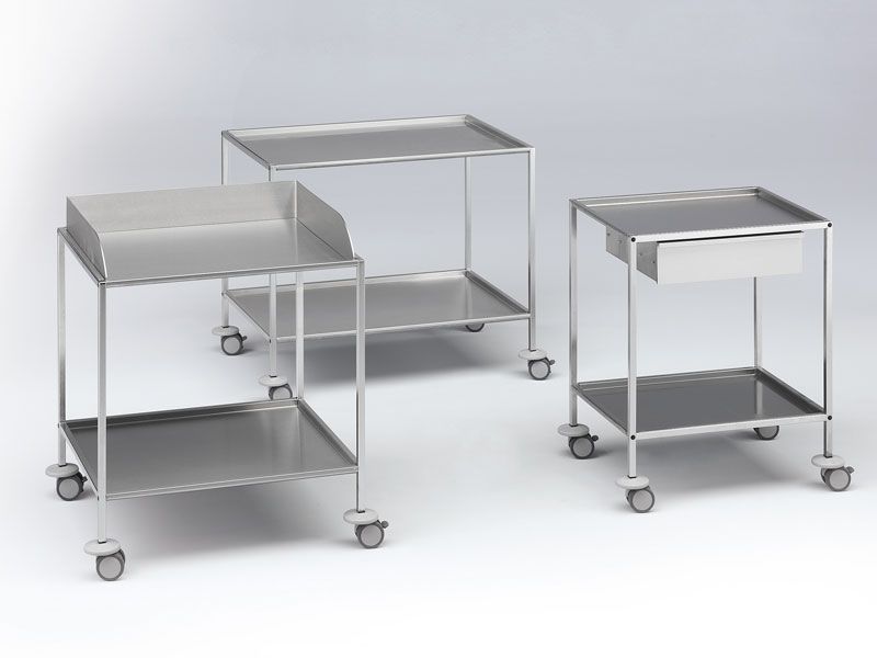 Instrument table / on casters / stainless steel / 2-tray 232.5 series Schmitz und Söhne