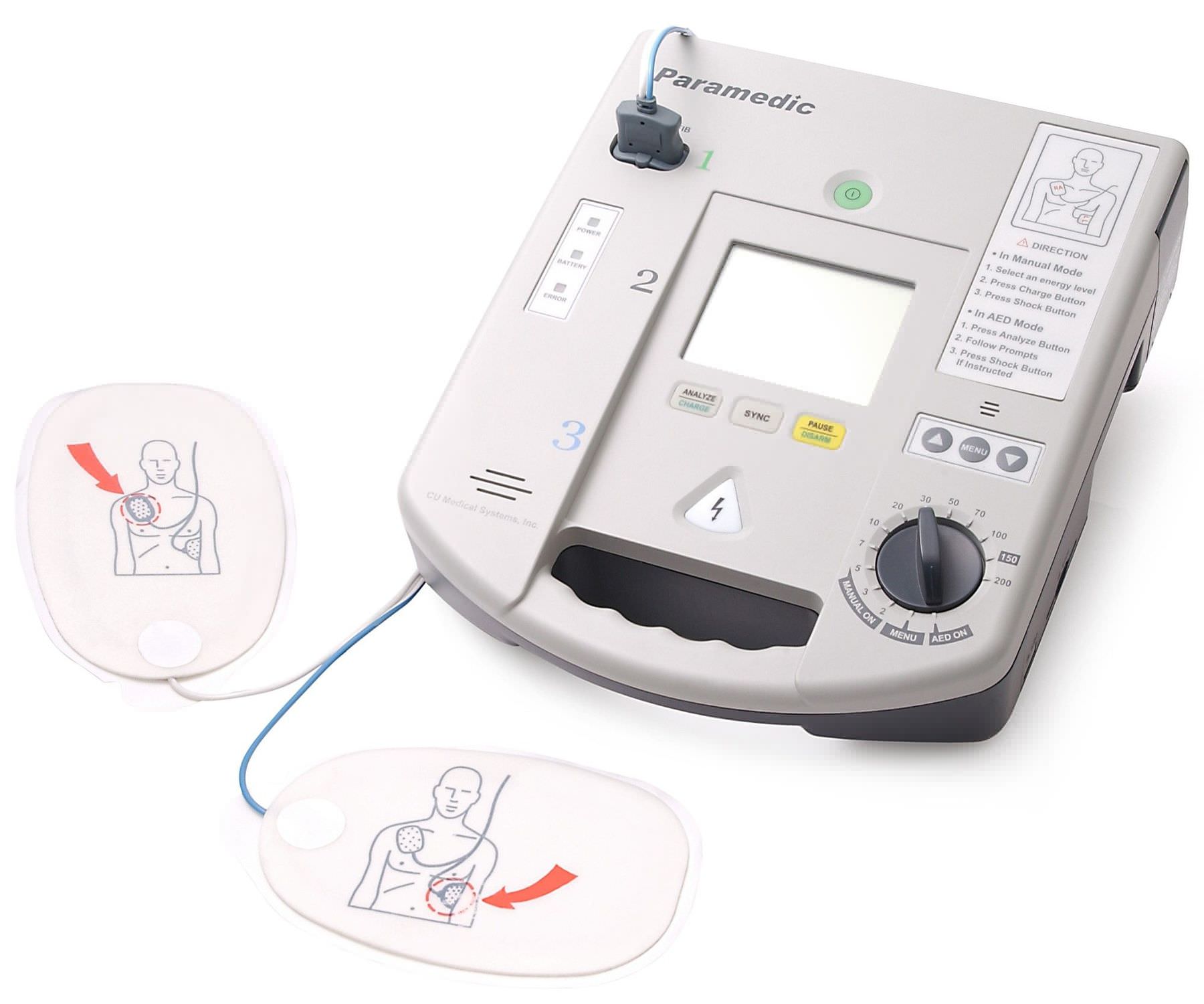 Semi-automatic external defibrillator / with ECG monitor 200 J - PARAMEDIC CU-ER2 CU Medical Systems