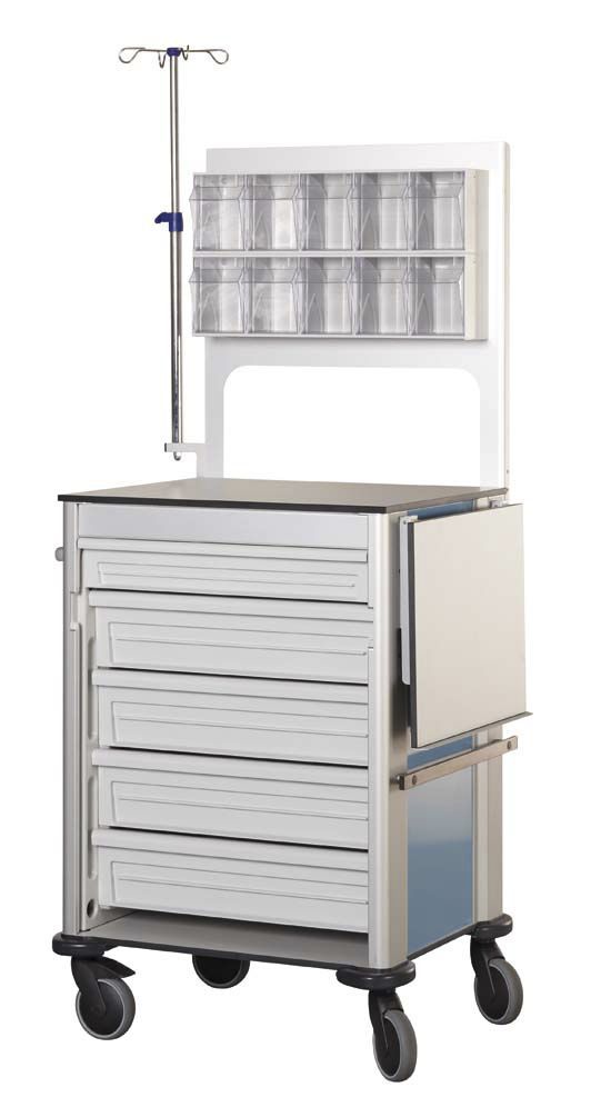 Anesthesia trolley / with IV pole / 5-drawer ZARGES