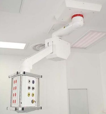 Ceiling-mounted medical pendant / height-adjustable / articulated / with column Series 300 Starkstrom