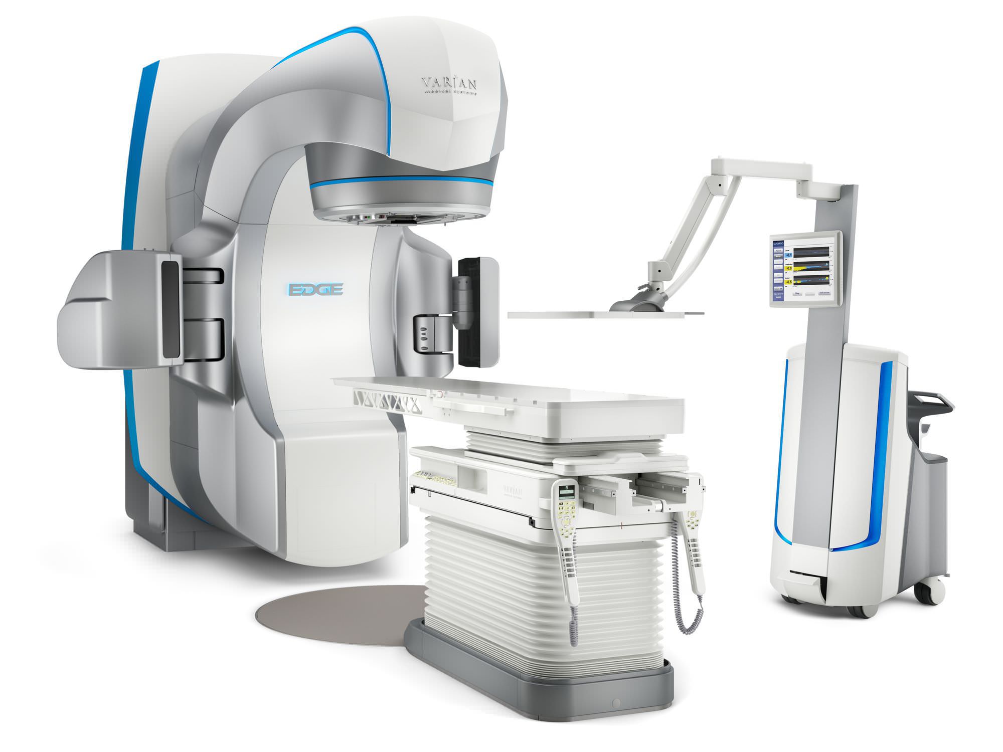 Stereotactic radiosurgery linear particle accelerator / robotized positioning tables Edge™ Varian Medical Systems