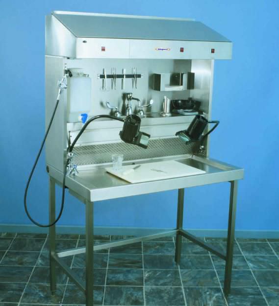 Macroscopy workstation / with sink / with backdraft ventilation / 1-station MB100 Mopec