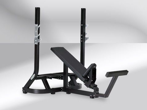 Weight training bench (weight training) / traditional / inclined / with barbell rack Pure Strength Olympic Technogym