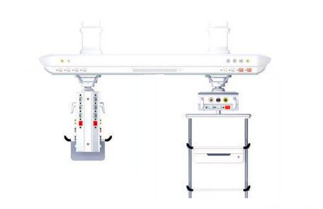 Ceiling-mounted supply beam system / modular / with column / with shelves Abitus Tedisel Medical