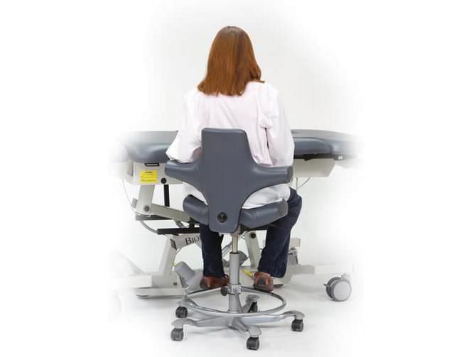Medical stool / on casters / height-adjustable / with backrest BIODEX