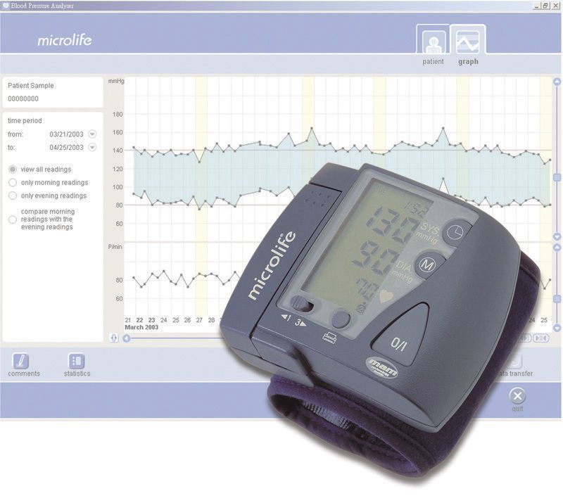 Automatic blood pressure monitor / electronic / wrist / with USB port BP 3BU1-4 Microlife