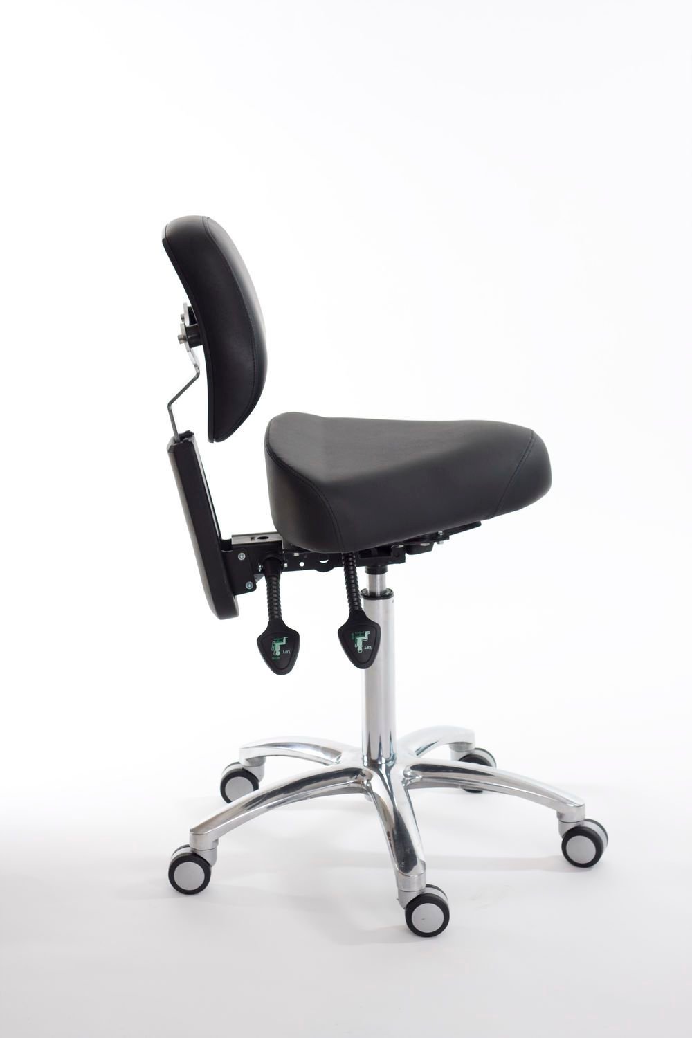 Medical stool / height-adjustable / on casters / with backrest CMM-4 Back Quality Ergonomics (BQE)