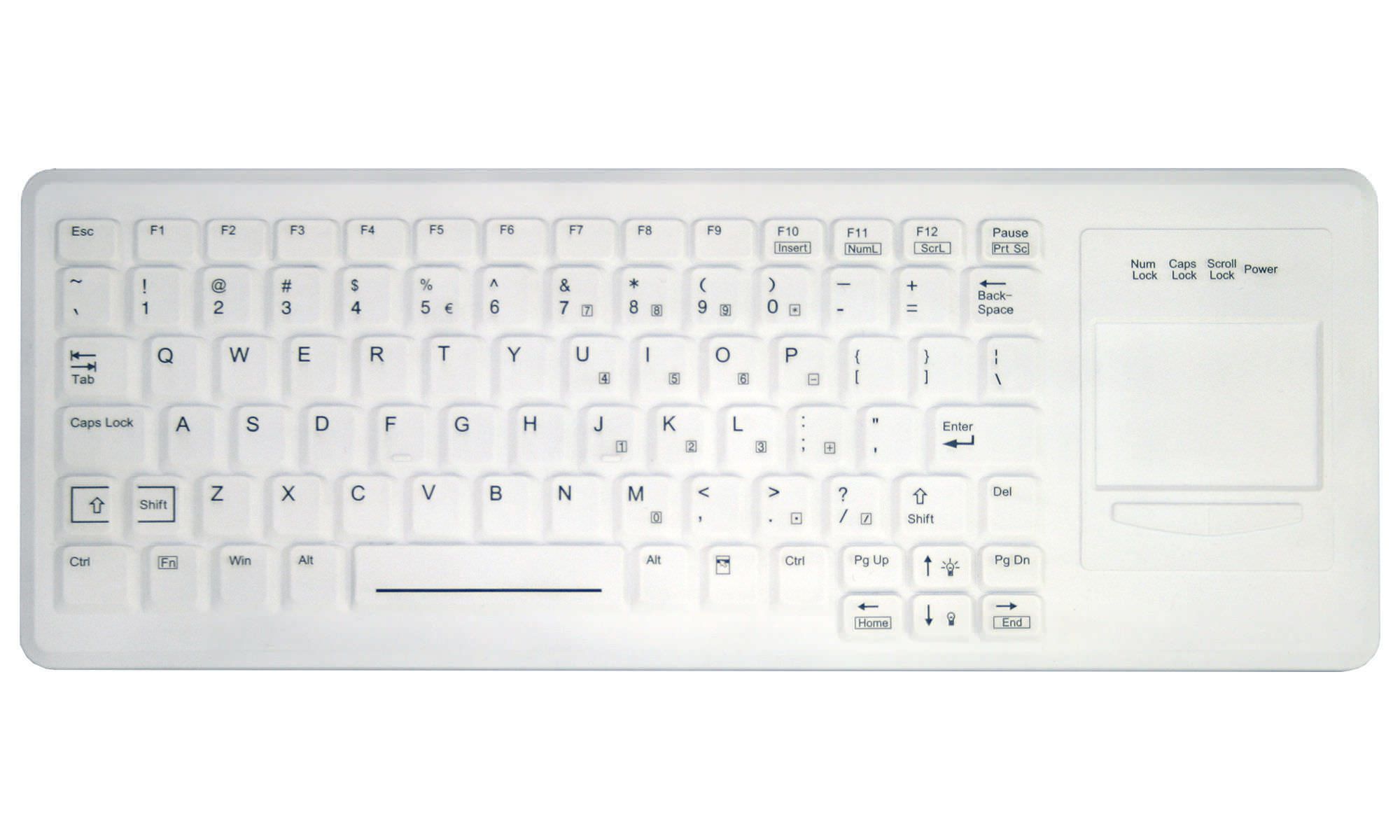 Washable medical keyboard / disinfectable / silicone / with touchpad AK-C4400 Active Key