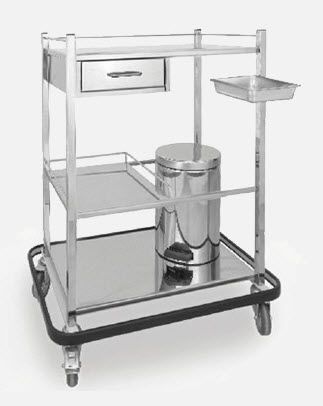 Dressing trolley / with drawer / stainless steel / 3-tray CR.1515 JMS Mobiliario Hospitalar