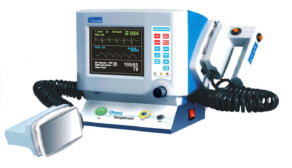 Manual external defibrillator / compact multi-parameter monitor 2-200 J | OMNI SANJEEVANI Nasan Medical Electronics