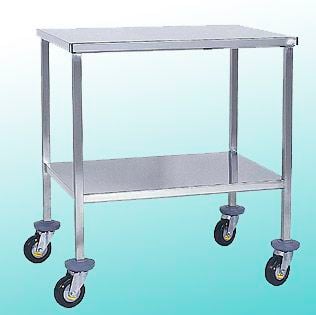 Instrument table / on casters / stainless steel / 2-tray Agencinox