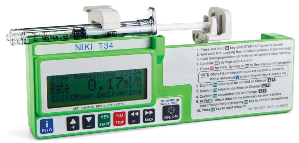 1 channel syringe pump 0.1 - 650 ml/h | T34-1ml™ Caesarea Medical Electronics