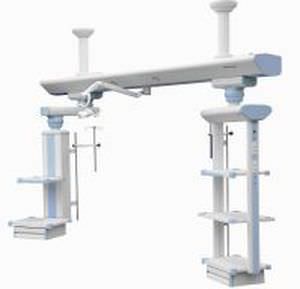 Ceiling-mounted supply beam system / with shelves / with column / modular Novair Oxyplus Technologies