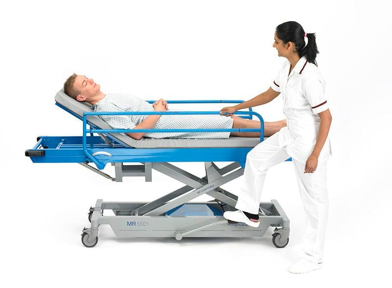 Transport stretcher trolley / height-adjustable / non-magnetic / mechanical MR5501 Wardray Premise