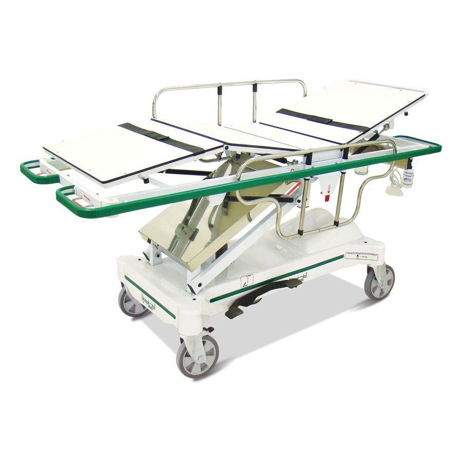 Transport stretcher trolley / X-ray transparent / height-adjustable / hydro-pneumatic HM 2059 E Hospimetal Ind. Met. de Equip. Hospitalares