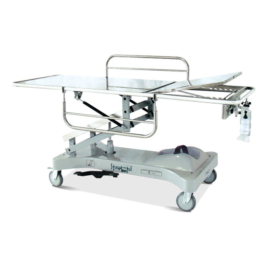 Transport stretcher trolley / height-adjustable / hydro-pneumatic / 2-section HM 2059 B Hospimetal Ind. Met. de Equip. Hospitalares