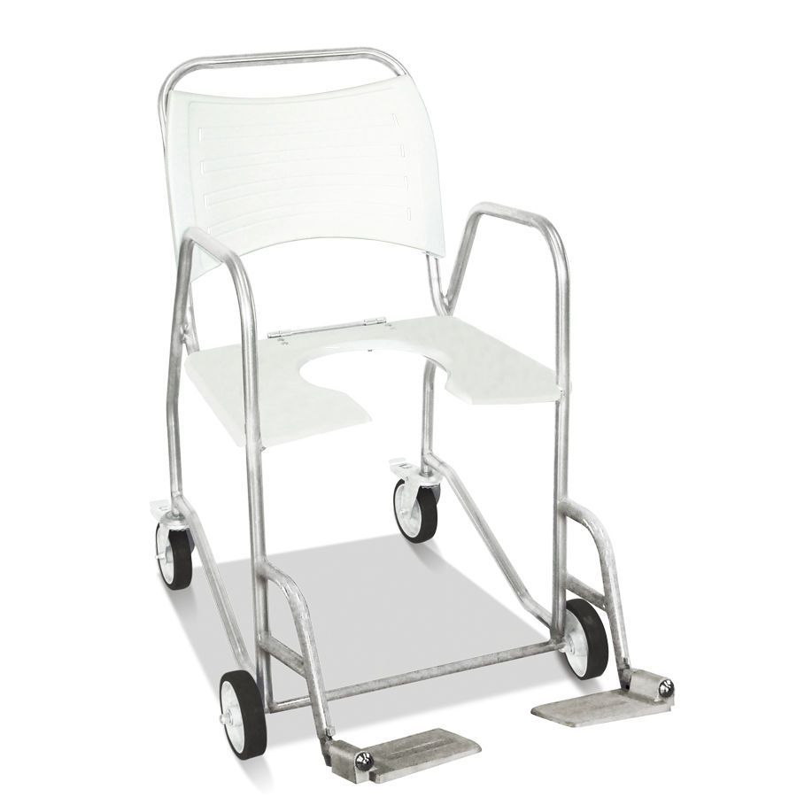 Shower chair / with cutout seat / on casters HM 2046 A Hospimetal Ind. Met. de Equip. Hospitalares