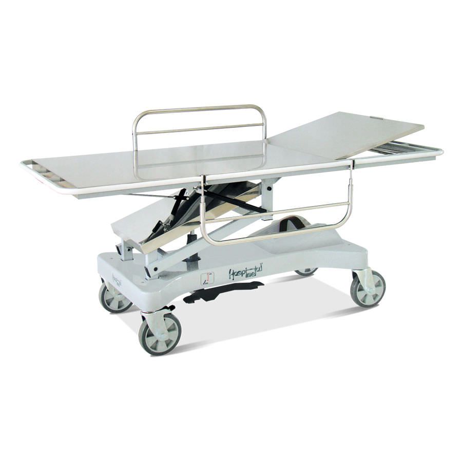 Transport stretcher trolley / height-adjustable / hydro-pneumatic / 2-section HM 2059 G Hospimetal Ind. Met. de Equip. Hospitalares