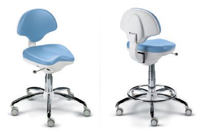 Dental stool / on casters / height-adjustable / with backrest SYNCRO T3 Dentalmatic