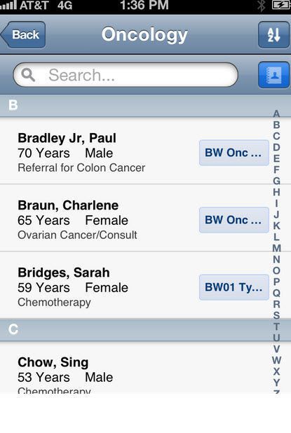 Patient data management iOS application / medical Physician Express Cerner