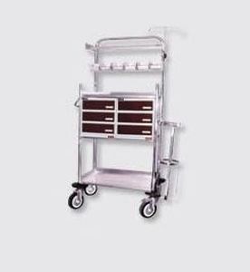 Emergency trolley / with oxygen cylinder holder / with shelf unit / with IV pole UPL-5087 United Poly Engineering