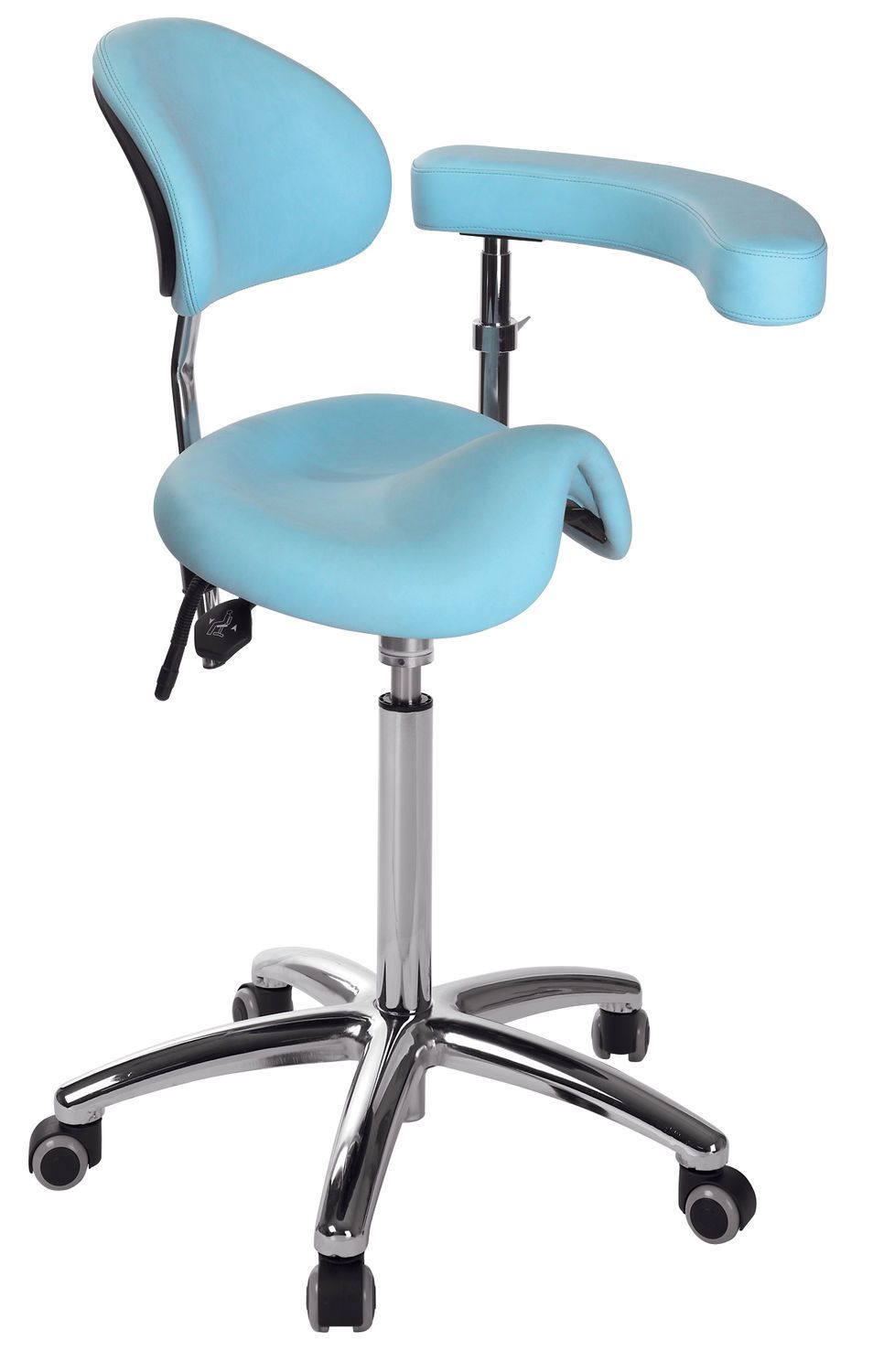 Medical stool / height-adjustable / on casters / with backrest S-5674 Ecopostural