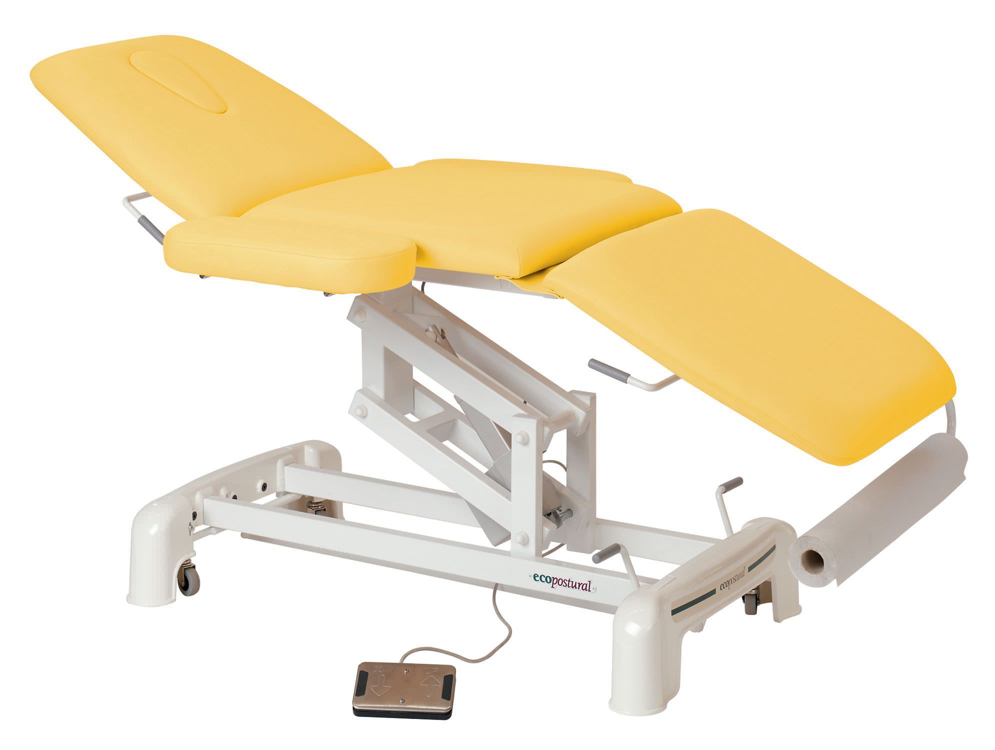 Electrical examination table / on casters / height-adjustable / 3-section C-3516-M41 Ecopostural