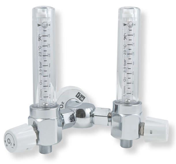 Oxygen double flow meter / variable-area / plug-in type 1 - 50 L/mn | RS TWIN Flow-Meter