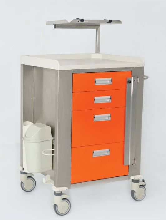 Medicine distribution trolley / emergency / stainless steel / 4-drawer 90108302 Dolsan Medical Equipment Industry