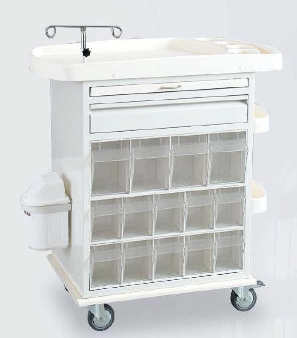 Medicine distribution trolley / with cassettes / with IV pole 90108201 Dolsan Medical Equipment Industry