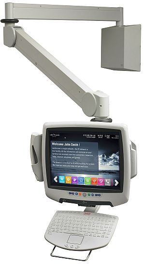 Infotainment terminal monitor support arm / ceiling-mounted / wall-mounted AC-AR02 Barco