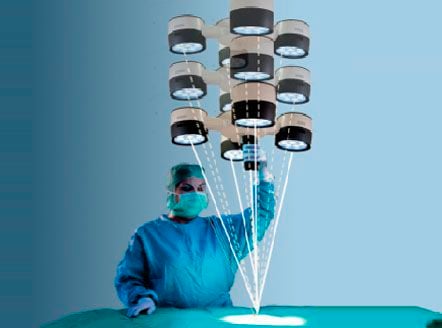 LED surgical light / ceiling-mounted / 1-arm 140 000 lux | Nova LED -F Enertech