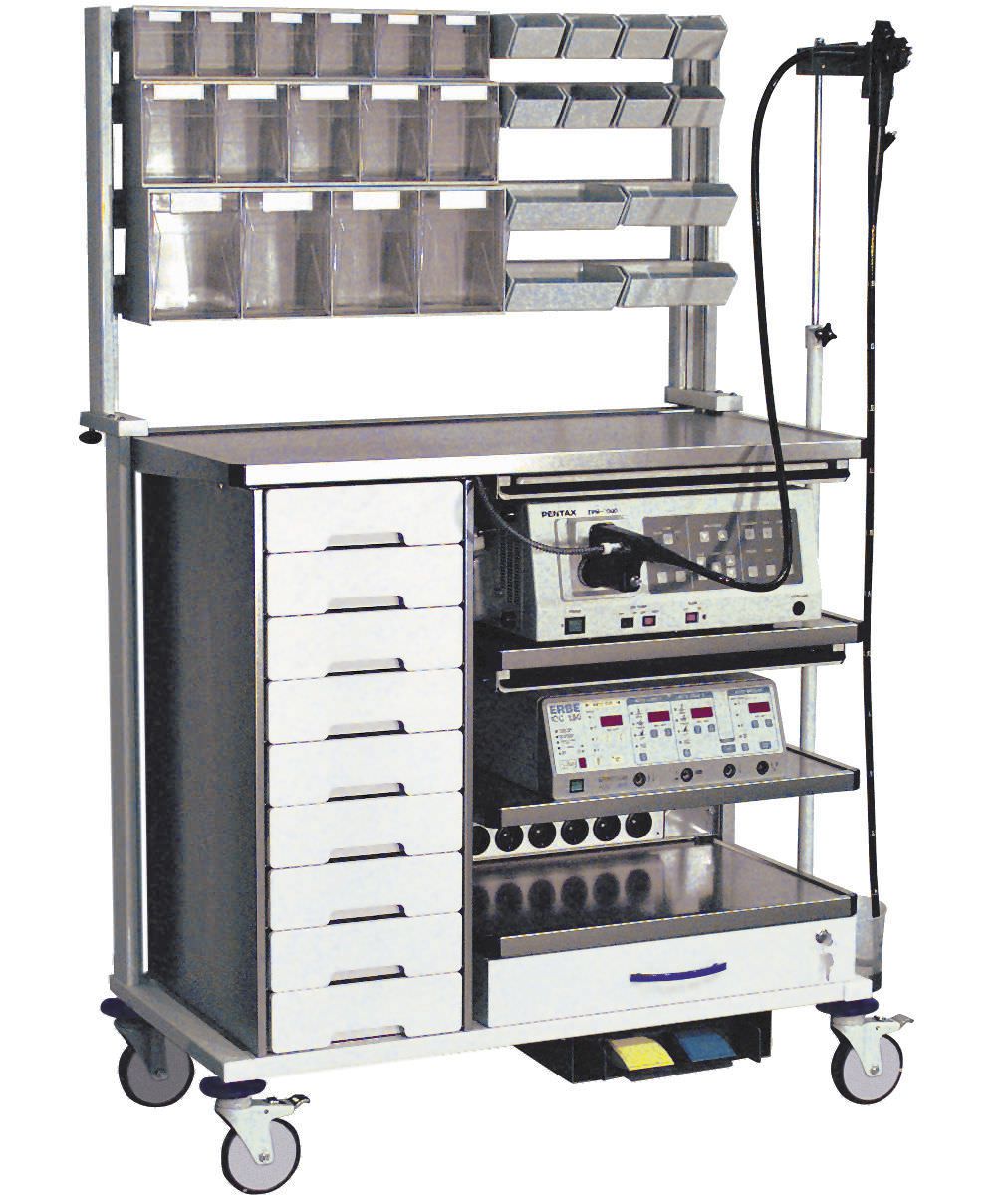 ERCP trolley / medical device / with drawer / with shelf London, Dublin Endo-Technik