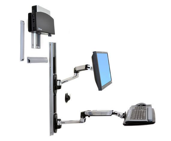 Medical monitor support arm / articulated / wall-mounted / with keyboard arm LX 45-253-026 ergotron